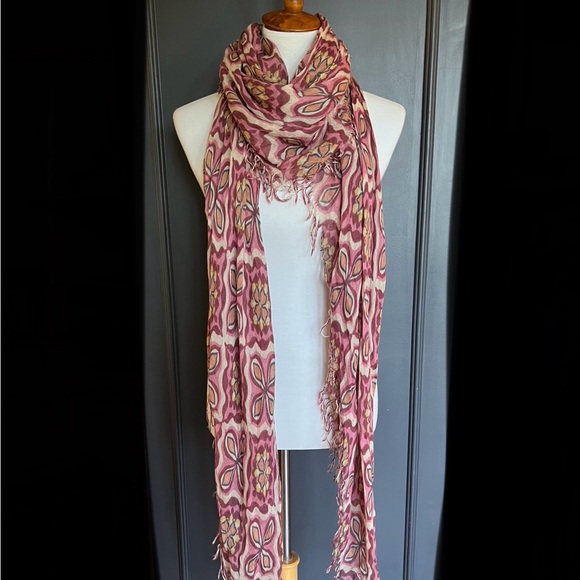 New Auth Chan Luu Pomegranate Crux Cashmere and Silk Scarf - Picture 1 of 4